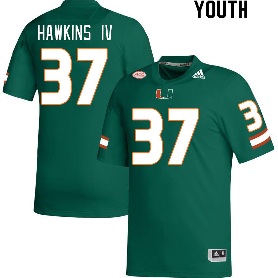 Youth #37 William Hawkins IV Miami Hurricanes College Football Jerseys Stitched Sale-Green - Click Image to Close